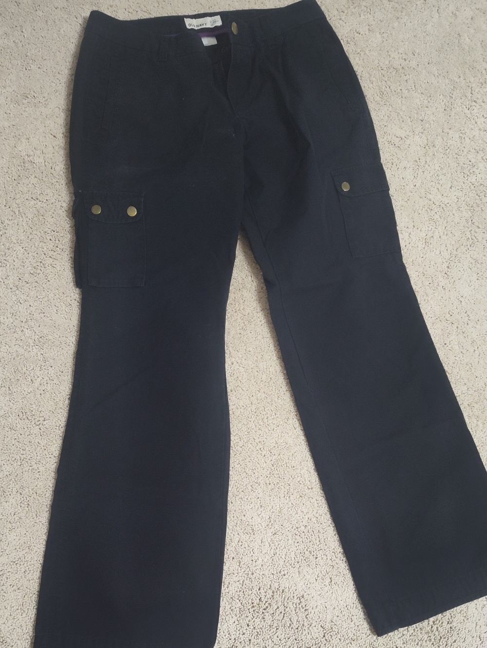 Old Navy Womens Black Cargo Pants with Snap-Flap Pockets